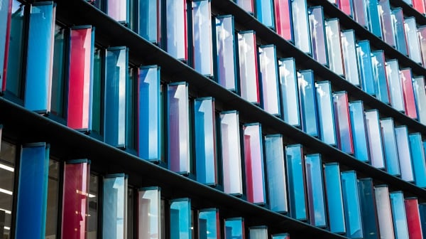Rows of documents on shelves