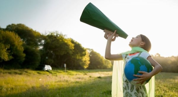 A girl with a megaphone